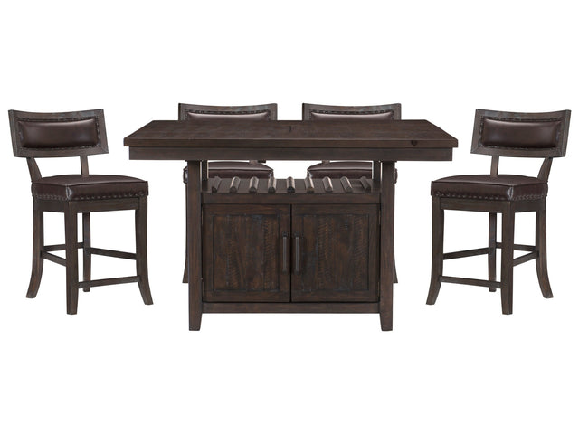 Oxton Espresso/Dark Cherry 5-piece Dinig Table Set - Ornate Home