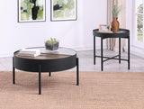 Ozella Sandy Black 2-piece Round Coffee and End Table Set - Ornate Home
