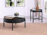 Ozella Sandy Black 2-piece Round Coffee and End Table Set - Ornate Home