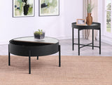 Ozella Sandy Black 2-piece Round Coffee and End Table Set - Ornate Home