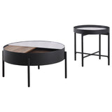 Ozella Sandy Black 2-piece Round Coffee and End Table Set - Ornate Home