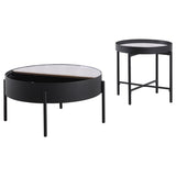 Ozella Sandy Black 2-piece Round Coffee and End Table Set - Ornate Home