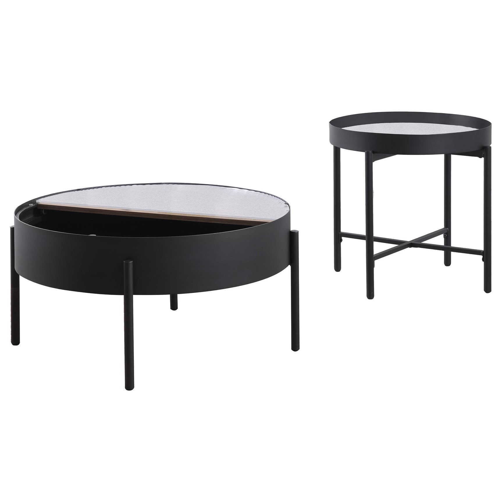 Ozella Sandy Black 2-piece Round Coffee and End Table Set - Ornate Home