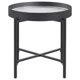 Ozella Sandy Black 2-piece Round Coffee and End Table Set - Ornate Home