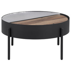 Ozella Sandy Black Round Coffee Table with Hidden Storage - Ornate Home