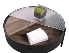 Ozella Sandy Black Round Coffee Table with Hidden Storage - Ornate Home