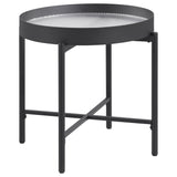 Ozella Sandy Black Round End Side Table with Recessed Top - Ornate Home