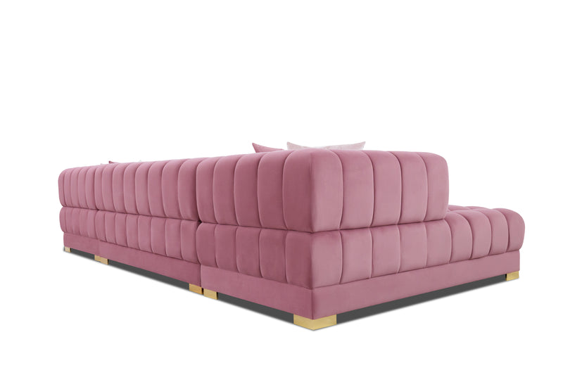 Lipa Pink Velvet Double Chaise "U" Shape Sectional Sofa