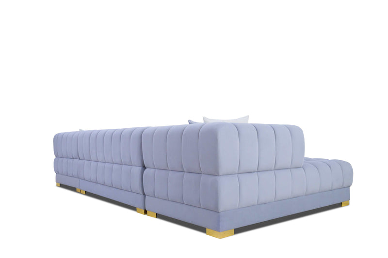 Lipa Gray Velvet Double Chaise "U" Shape Sectional Sofa - Ornate Home