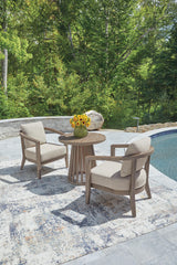 Sunset Lake Beige Outdoor Chairs with Cushions/Table (Set of 3)