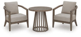 Sunset Lake Beige Outdoor Chairs with Cushions/Table (Set of 3)