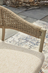 Ocean Park Beige Outdoor Arm Chair with Cushion (Set of 4)