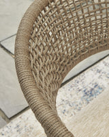 Ocean Park Beige Outdoor Arm Chair with Cushion (Set of 4)