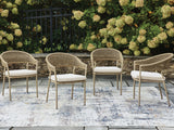 Ocean Park Beige Outdoor Arm Chair with Cushion (Set of 4)