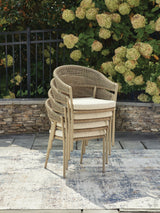 Ocean Park Beige Outdoor Arm Chair with Cushion (Set of 4)