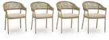 Ocean Park Beige Outdoor Arm Chair with Cushion (Set of 4)