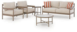 Big Creek Beige Outdoor Love/Chairs/Tables Set (Set of 5)