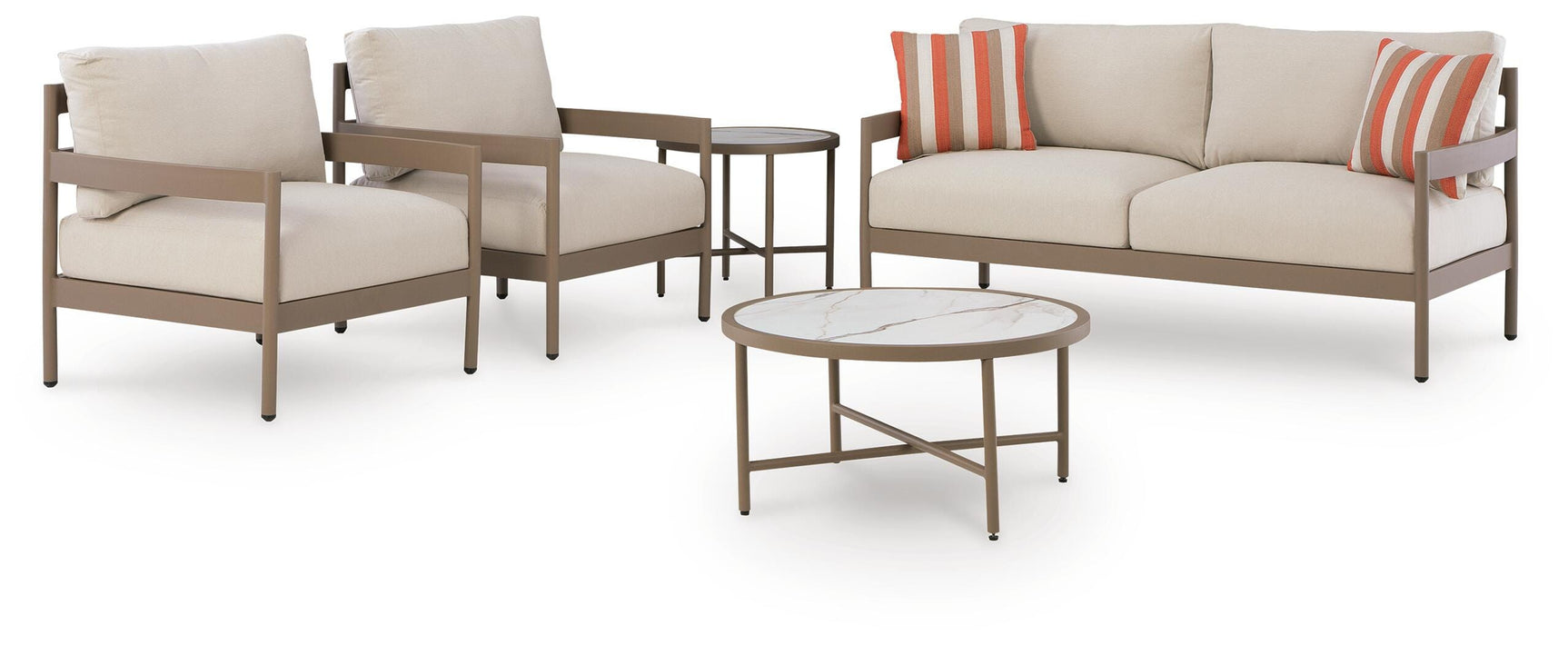 Big Creek Beige Outdoor Love/Chairs/Tables Set (Set of 5)