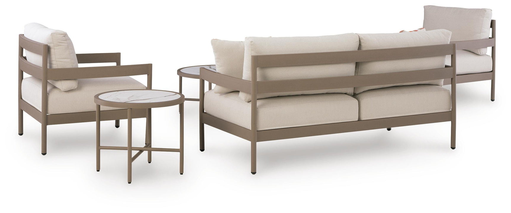 Big Creek Beige Outdoor Love/Chairs/Tables Set (Set of 5)