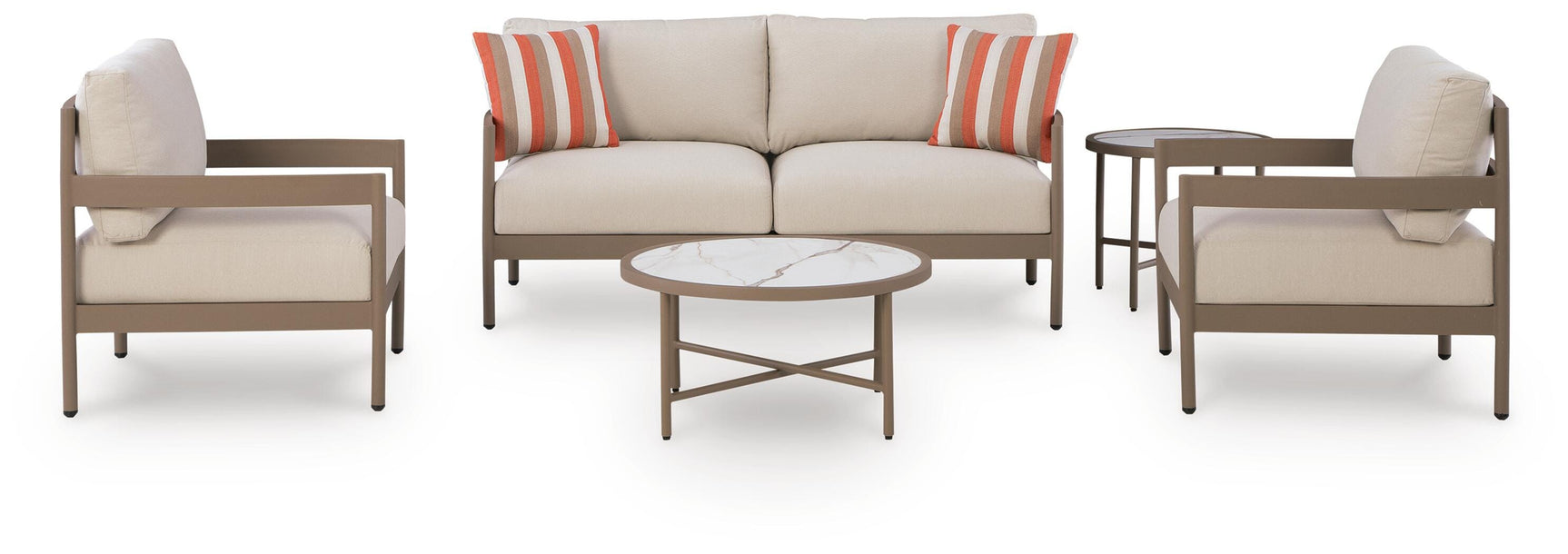 Big Creek Beige Outdoor Love/Chairs/Tables Set (Set of 5)