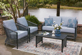 Bodega Island Gray Outdoor Love/Chairs/Table Set (Set of 4)