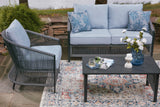 Bodega Island Gray Outdoor Love/Chairs/Table Set (Set of 4)