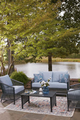 Bodega Island Gray Outdoor Love/Chairs/Table Set (Set of 4)
