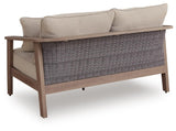 Francis Beach Natural/Gray Outdoor Loveseat with Cushion