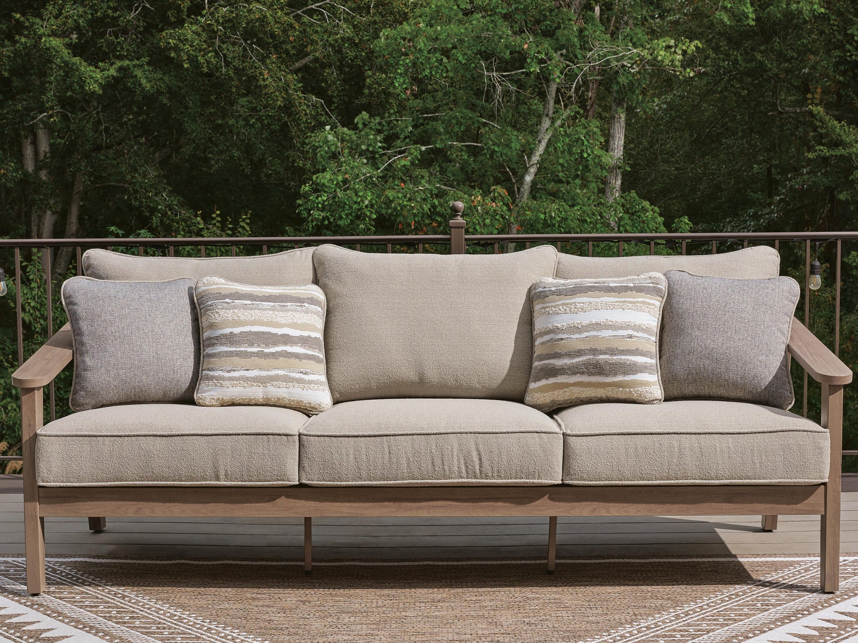 Francis Beach Natural/Gray Outdoor Sofa with Cushion