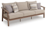 Francis Beach Natural/Gray Outdoor Sofa with Cushion
