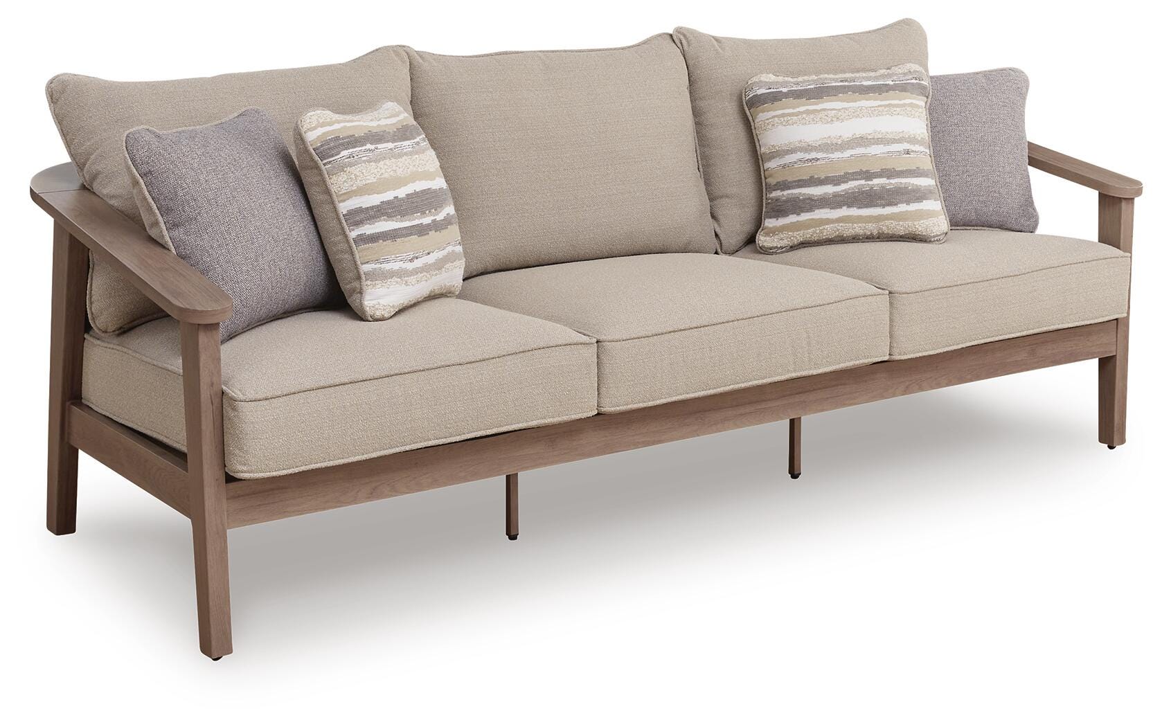 Francis Beach Natural/Gray Outdoor Sofa with Cushion