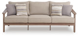 Francis Beach Natural/Gray Outdoor Sofa with Cushion