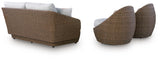 Cardiff Beach Beige Outdoor Loveseat/2 Swivel Chairs (Set of 3)
