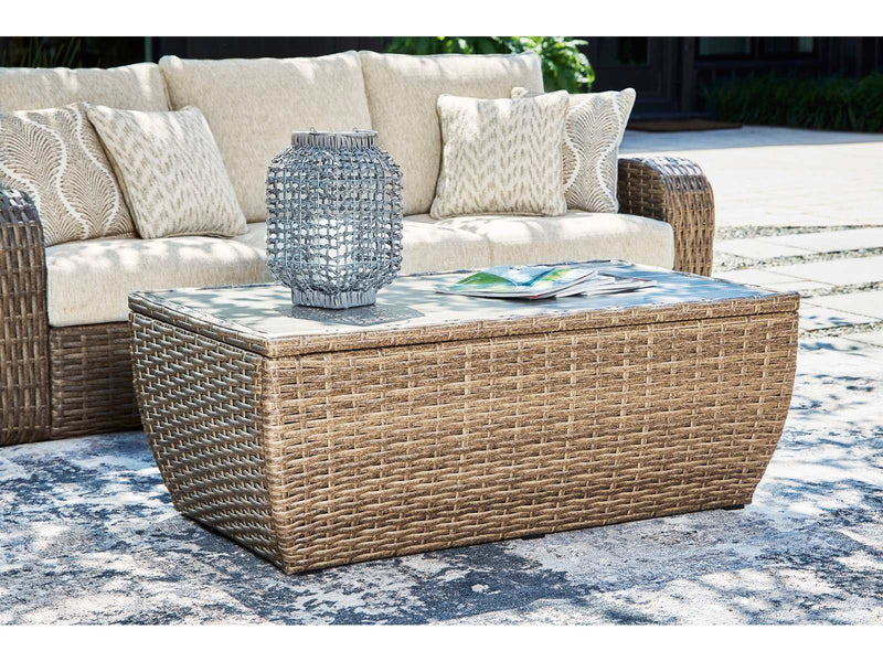 Sandy Bloom Beige Outdoor Coffee Table - Ornate Home