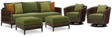 Horizon Hall Brown/Green Outdoor Sofa, 2 Lounge Chairs and 2 Ottomans