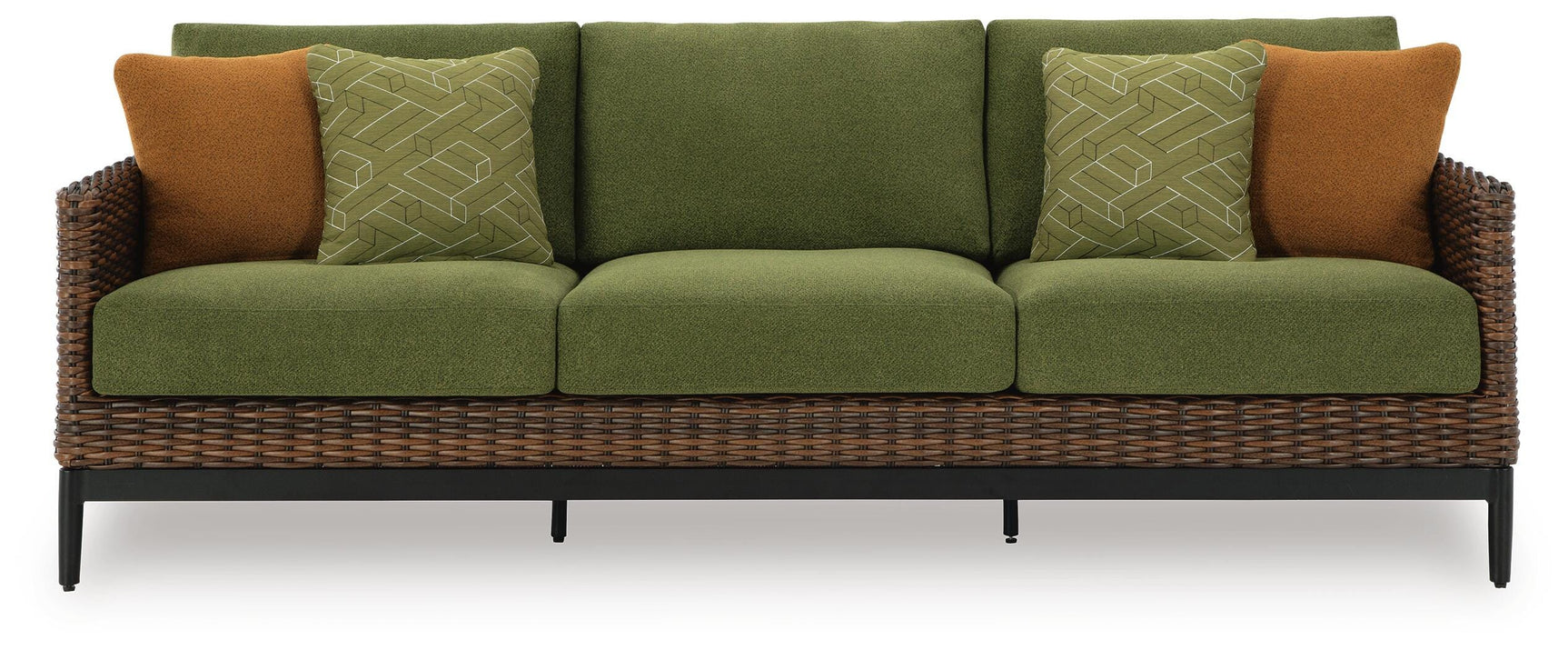 Horizon Hall Brown/Green Outdoor Sofa, 2 Lounge Chairs and 2 Ottomans