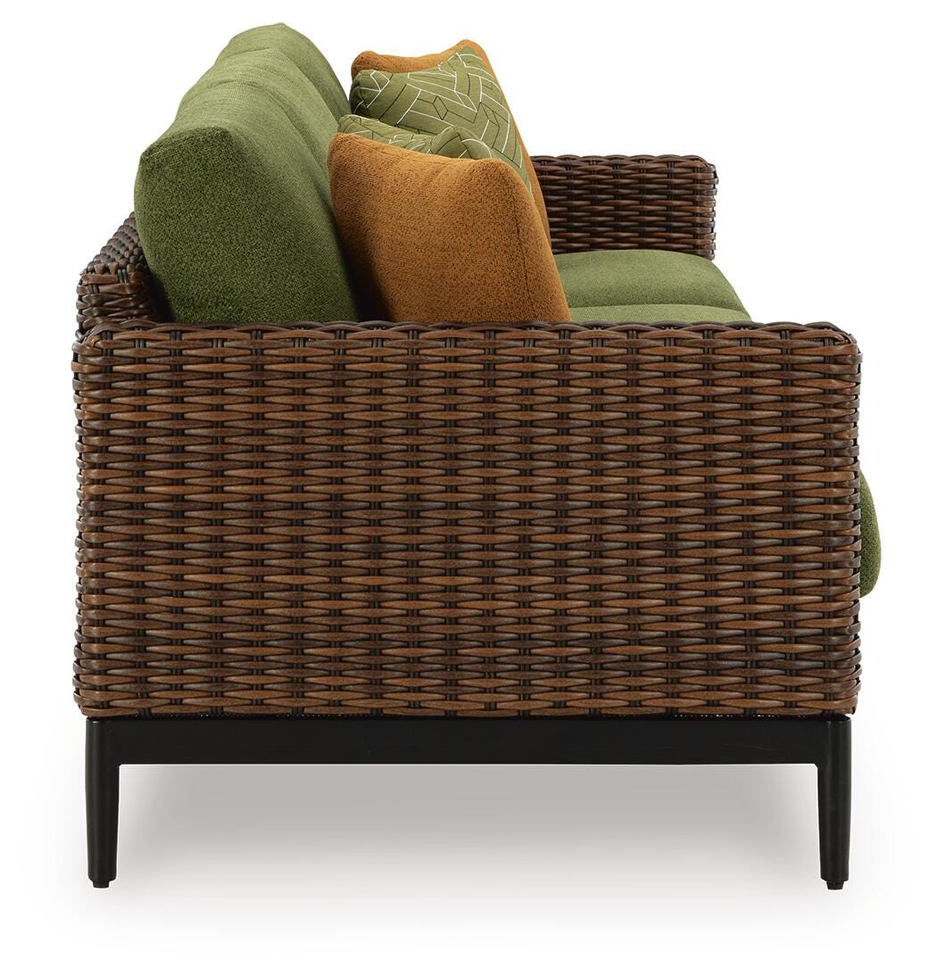 Horizon Hall Brown/Green Outdoor Sofa, 2 Lounge Chairs and 2 Ottomans