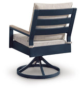 Mabry Shores Navy Blue/Driftwood Outdoor Swivel Chair with Cushion (Set of 2)