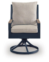 Mabry Shores Navy Blue/Driftwood Outdoor Swivel Chair with Cushion (Set of 2)