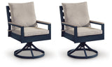 Mabry Shores Navy Blue/Driftwood Outdoor Swivel Chair with Cushion (Set of 2)