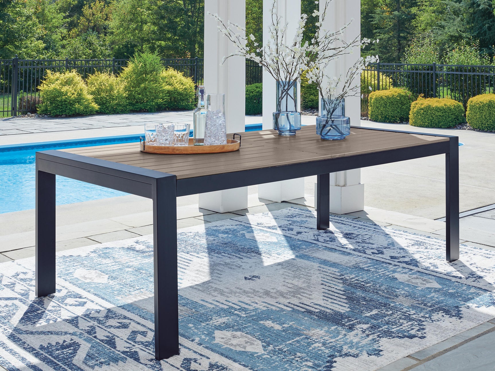 Mabry Shores Navy Blue/Driftwood Outdoor Dining Table