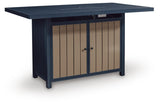Mabry Shores Navy Blue/Driftwood Outdoor Bar Table with Fire Pit