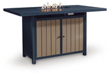 Mabry Shores Navy Blue/Driftwood Outdoor Bar Table with Fire Pit