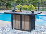 Mabry Shores Navy Blue/Driftwood Outdoor Bar Table with Fire Pit