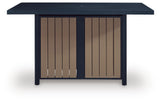 Mabry Shores Navy Blue/Driftwood Outdoor Bar Table with Fire Pit