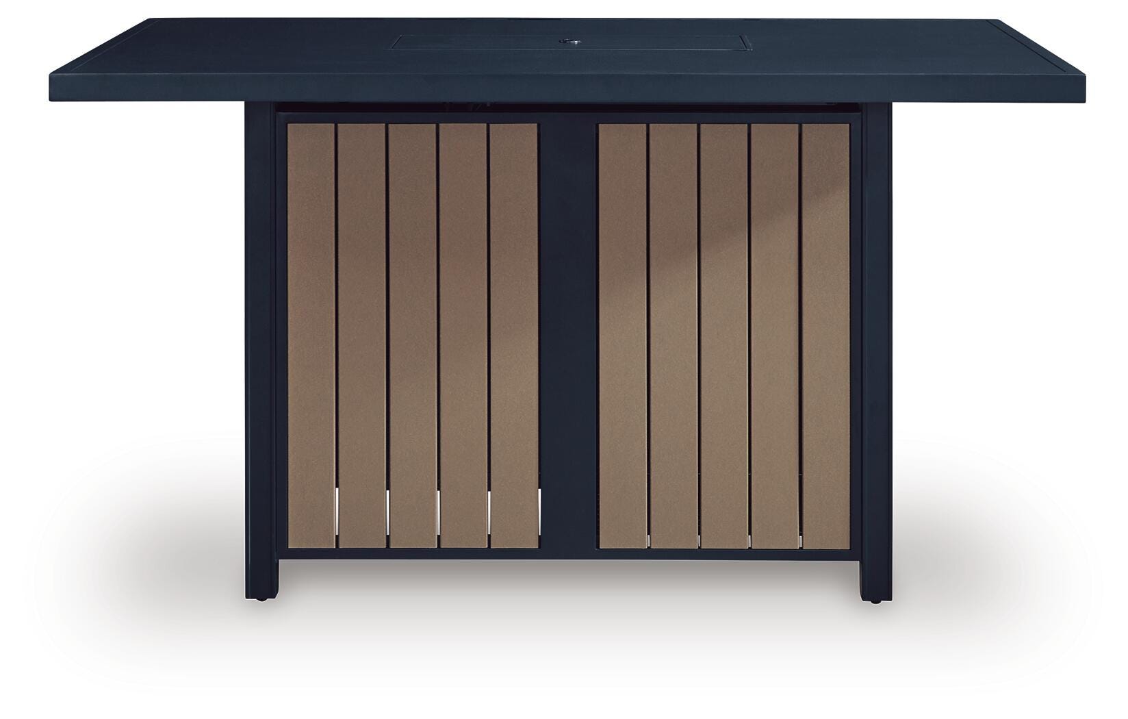 Mabry Shores Navy Blue/Driftwood Outdoor Bar Table with Fire Pit