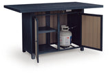 Mabry Shores Navy Blue/Driftwood Outdoor Bar Table with Fire Pit