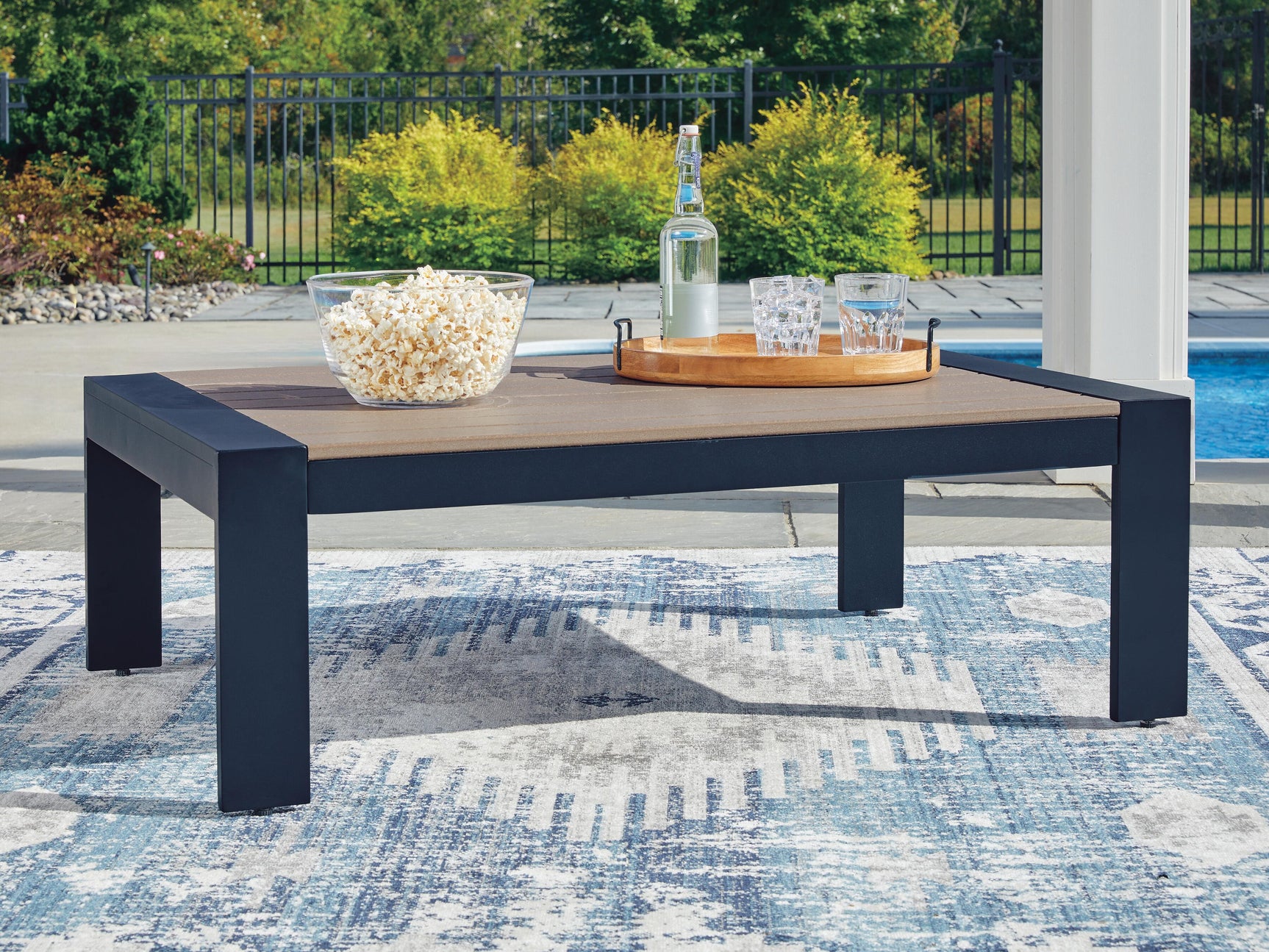 Mabry Shores Navy Blue/Driftwood Outdoor Coffee Table