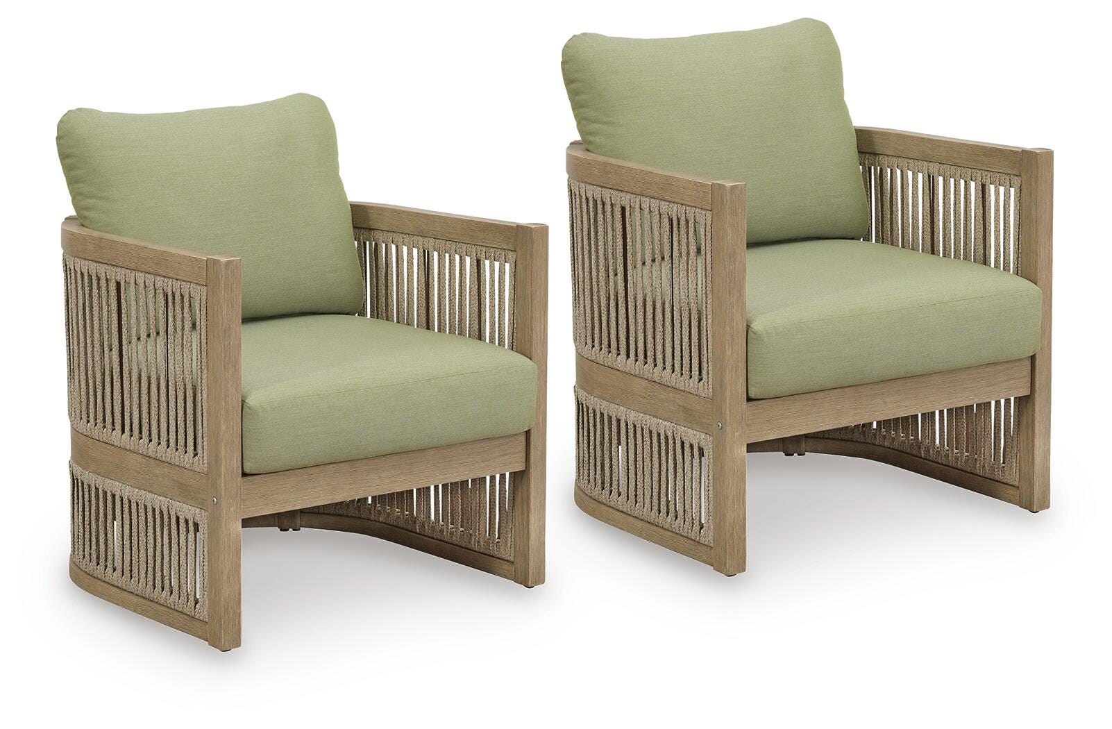 Vision Lane Beige/Green Outdoor Lounge Chair (Set of 2)