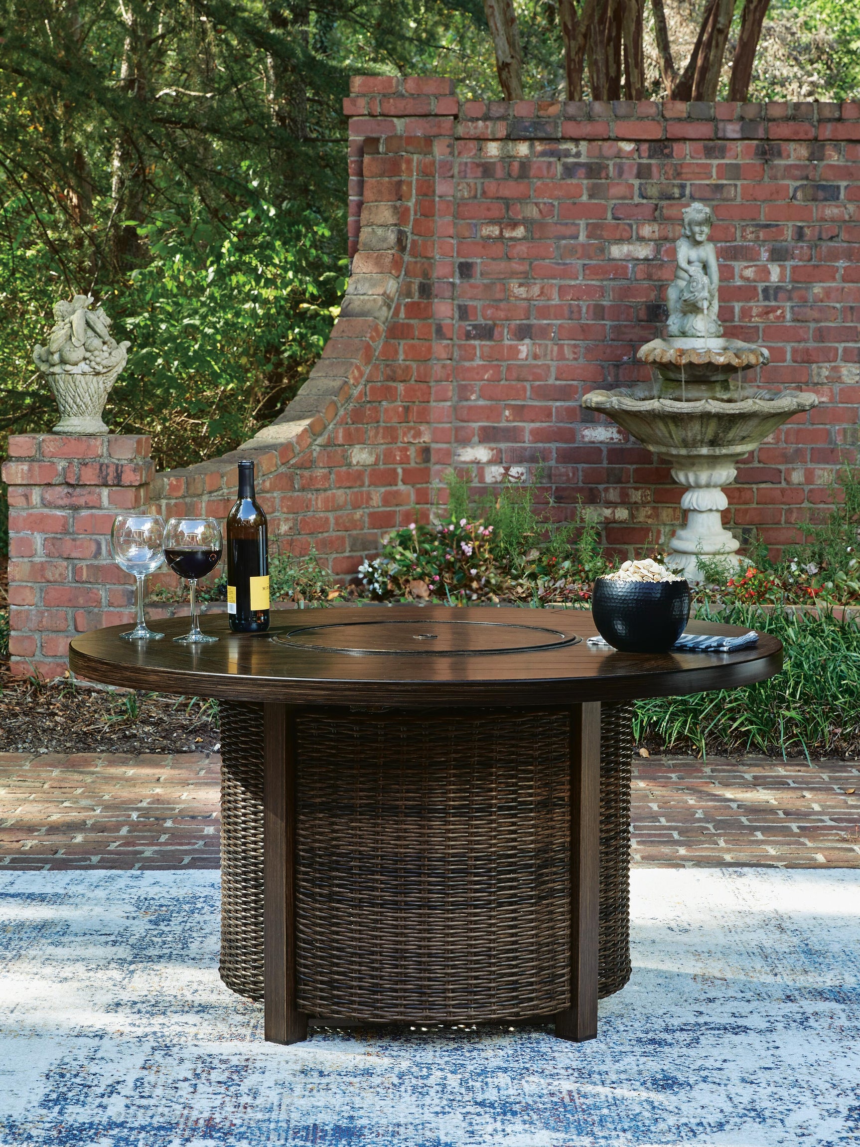 Drakes Beach Dark Brown Outdoor Fire Pit Table